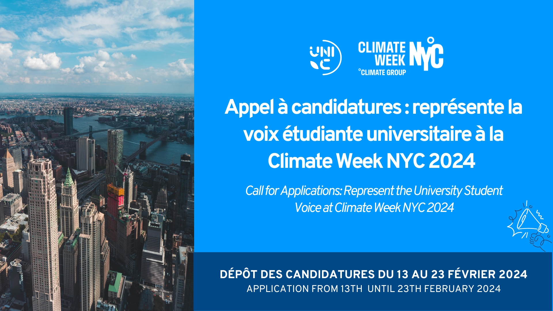 Call for Applications: UniC Delegation Climate Week NYC 2024